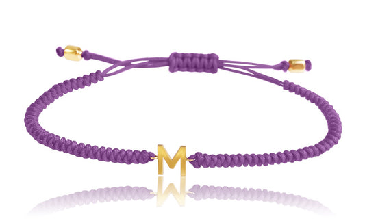 14K Gold Initial Macrame Bracelet