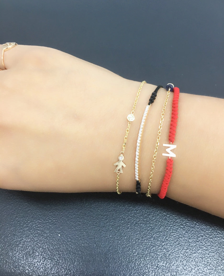 14K Gold Initial Macrame Bracelet