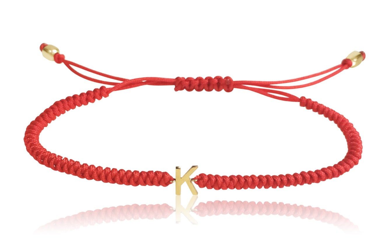 14K Gold Initial Macrame Bracelet