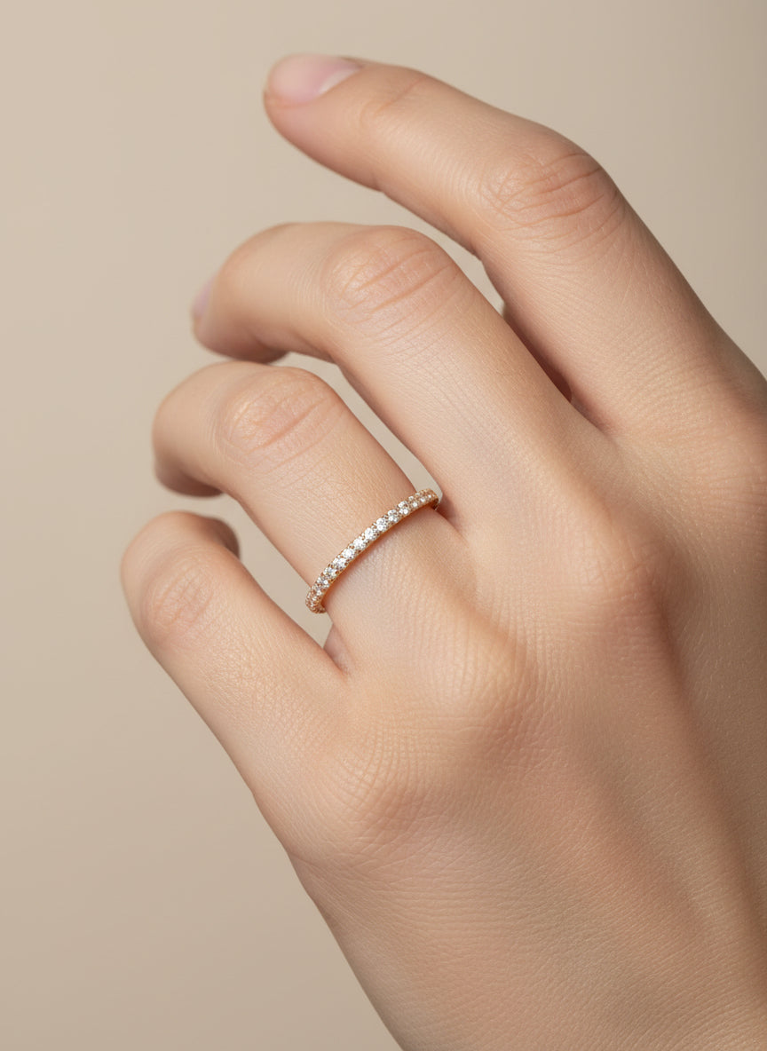 14k Gold Micropave Diamond Eternity Band