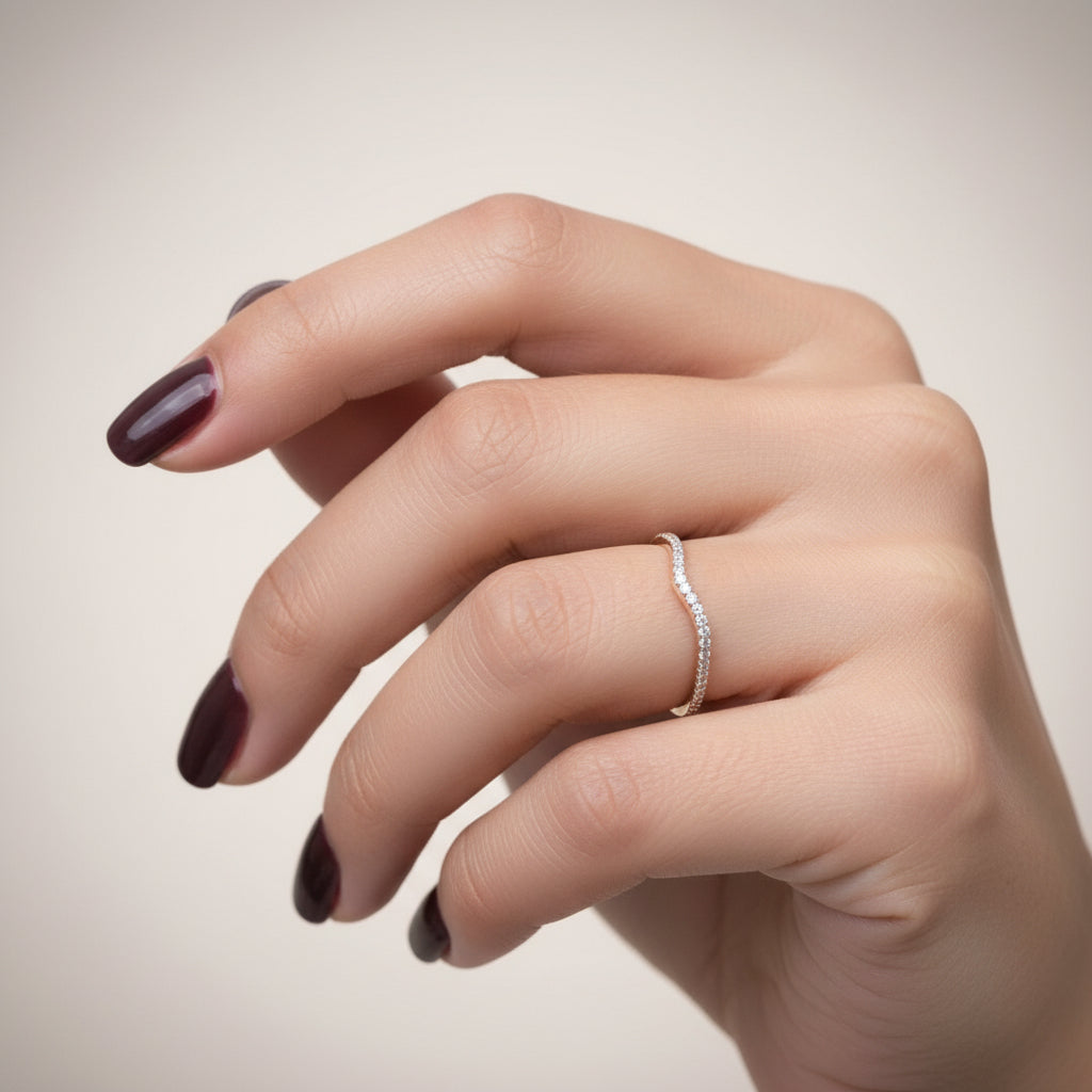 14k Gold Diamond V-Shape Ring