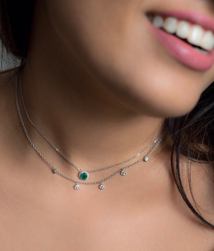 14k Gold Dangling Diamond Necklace