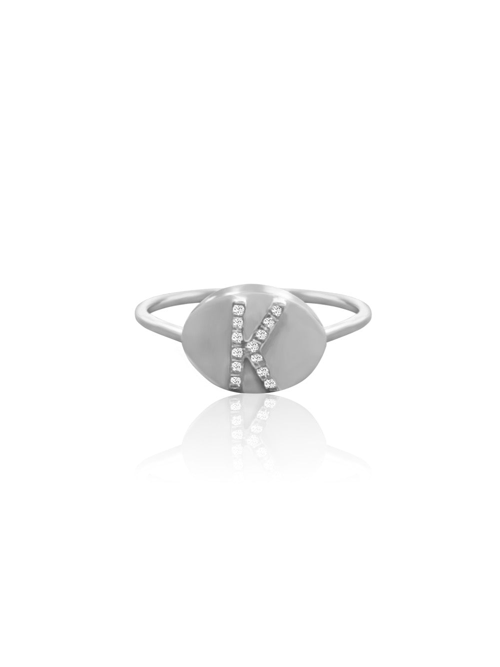 14K Diamond Initial Pinky Ring