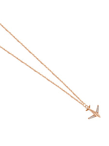 14K Gold Airplane Micropave Diamond Necklace