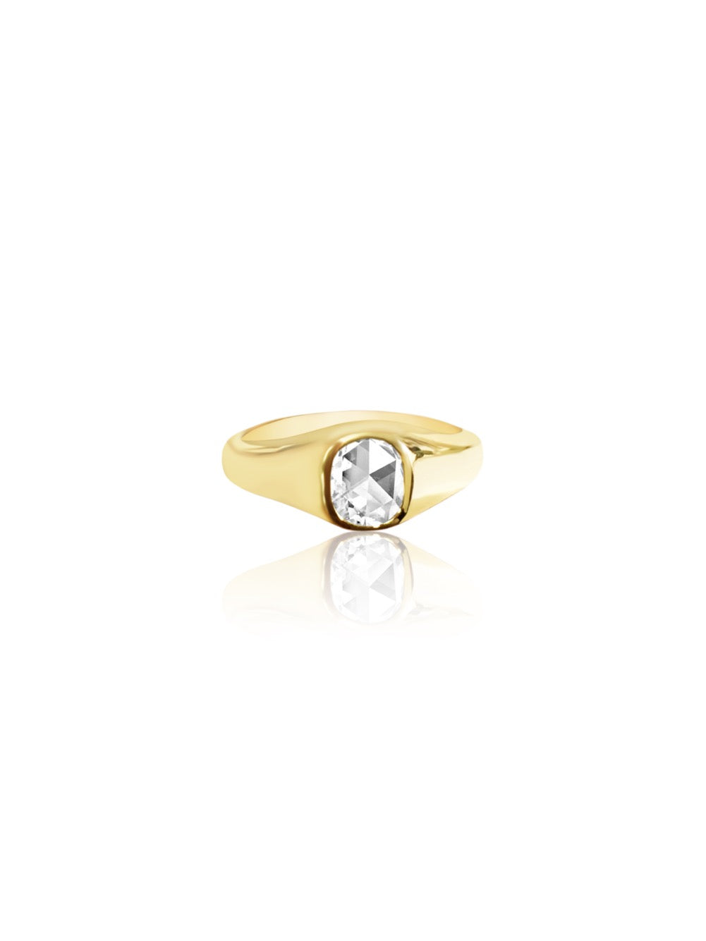 14K Gold Rose Cut Diamond Signet Ring
