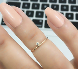 14K Gold Diamond Midi/ Pinky Ring