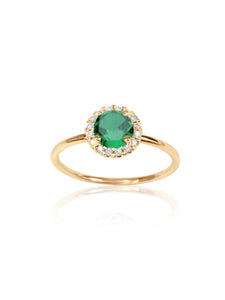14k Gold Diamond Gemstone Ring