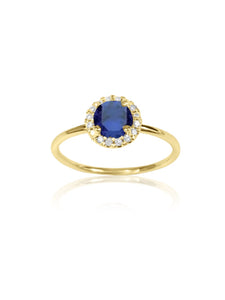 14k Gold Diamond Gemstone Ring