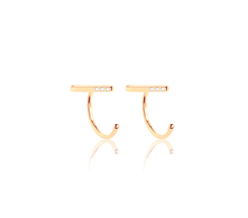 14K Claw Diamond Bar Earring