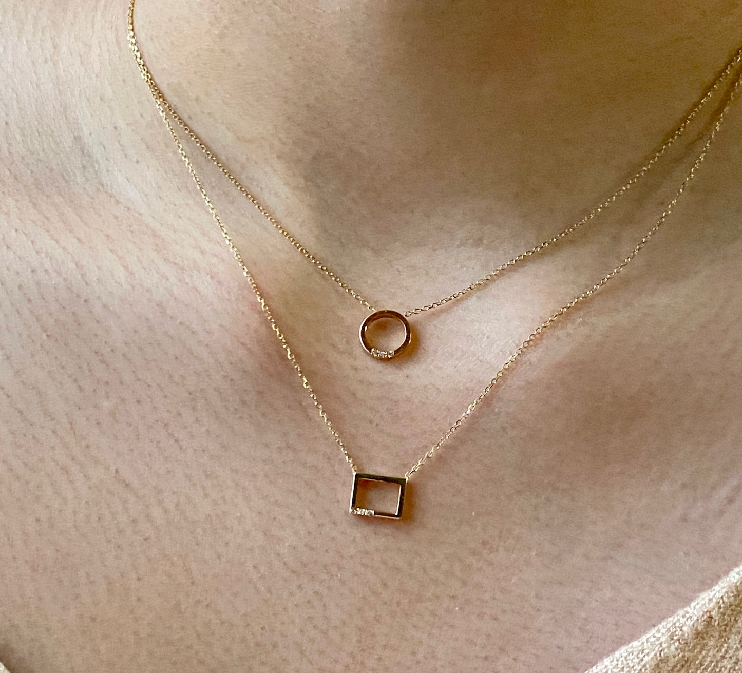 14K Gold Circle Diamond Necklace