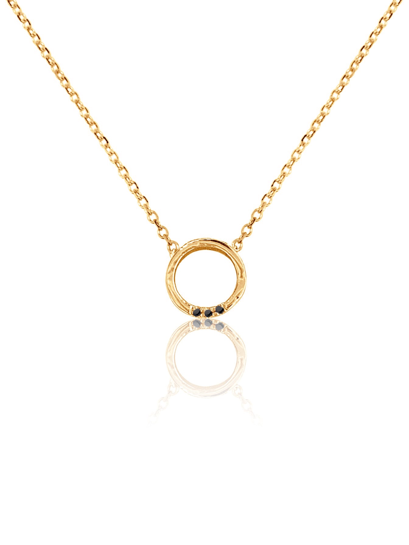 14K Gold Circle Diamond Necklace