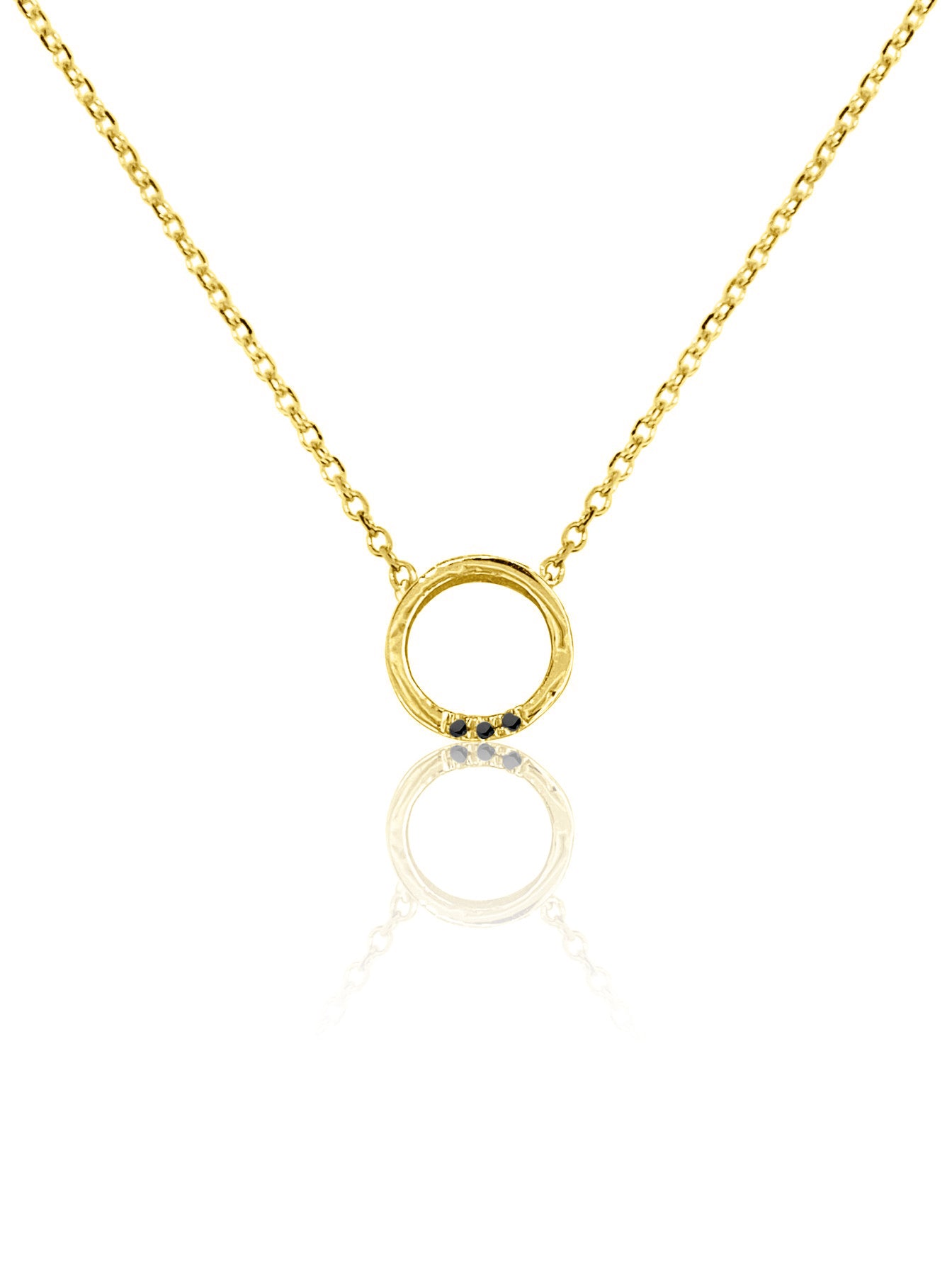14K Gold Circle Diamond Necklace