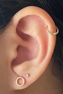 14K Gold Diamond Mini Circle Earring