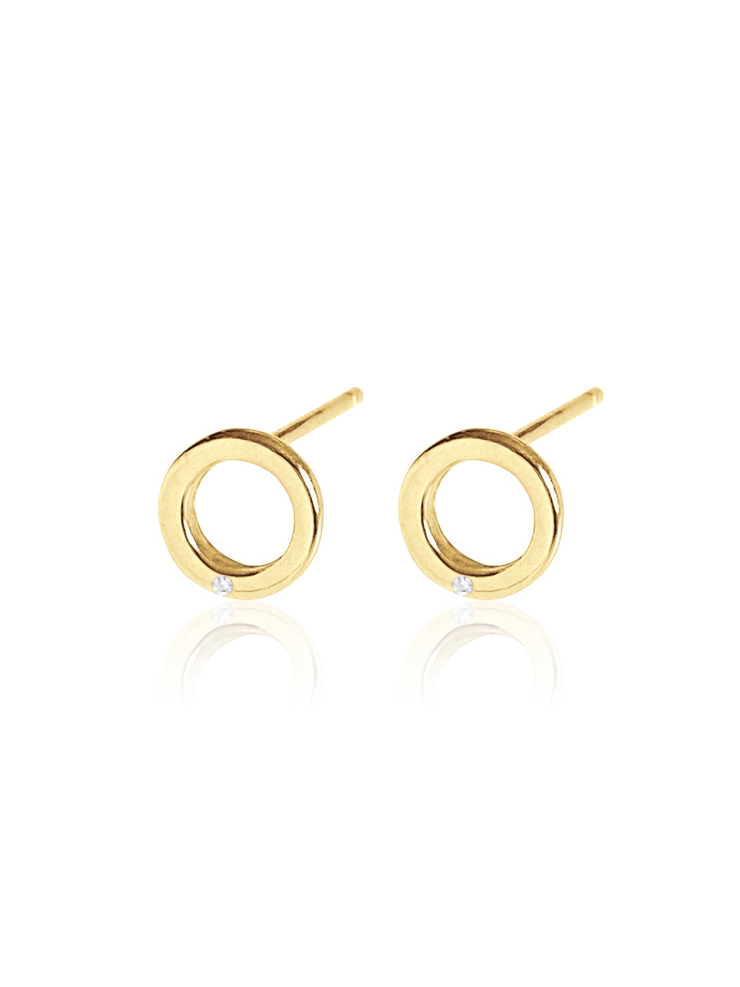 14K Gold Diamond Mini Circle Earring