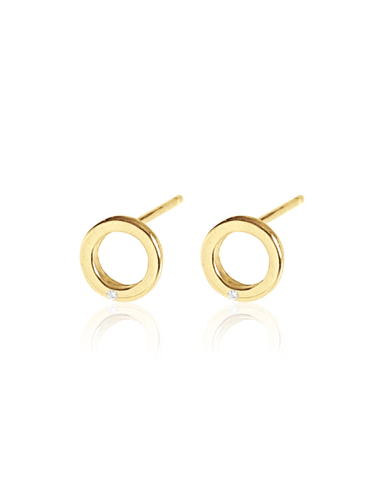 14K Gold Diamond Mini Circle Earring
