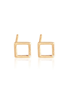 14K Gold Diamond Square Earring