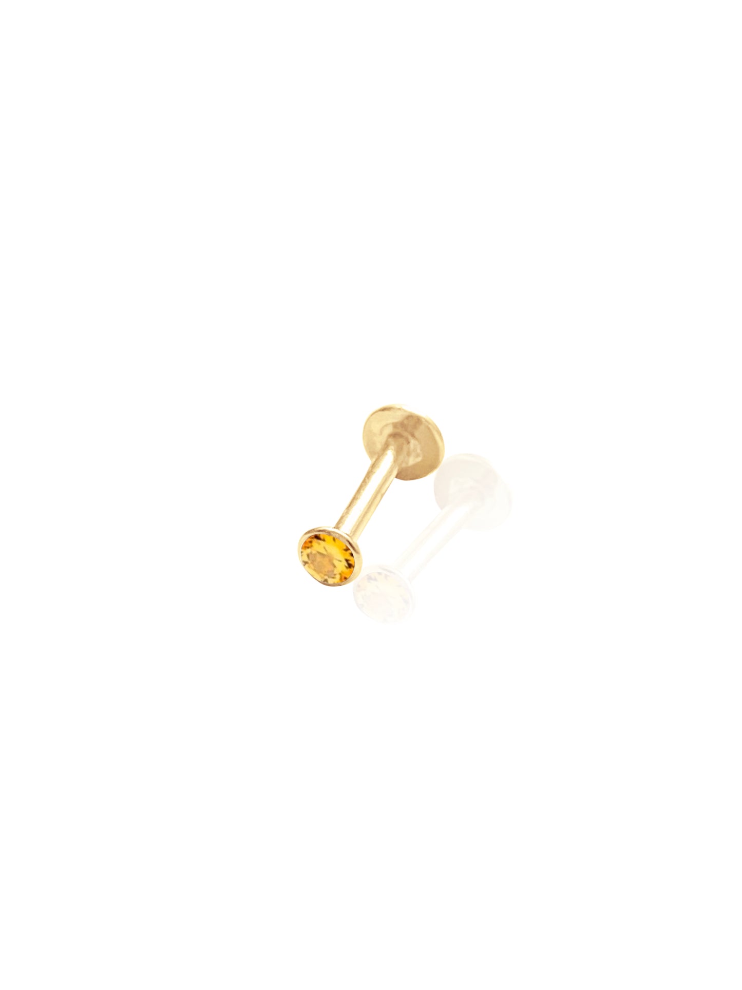 14K Gold Push Flat Back Birthstone Earring