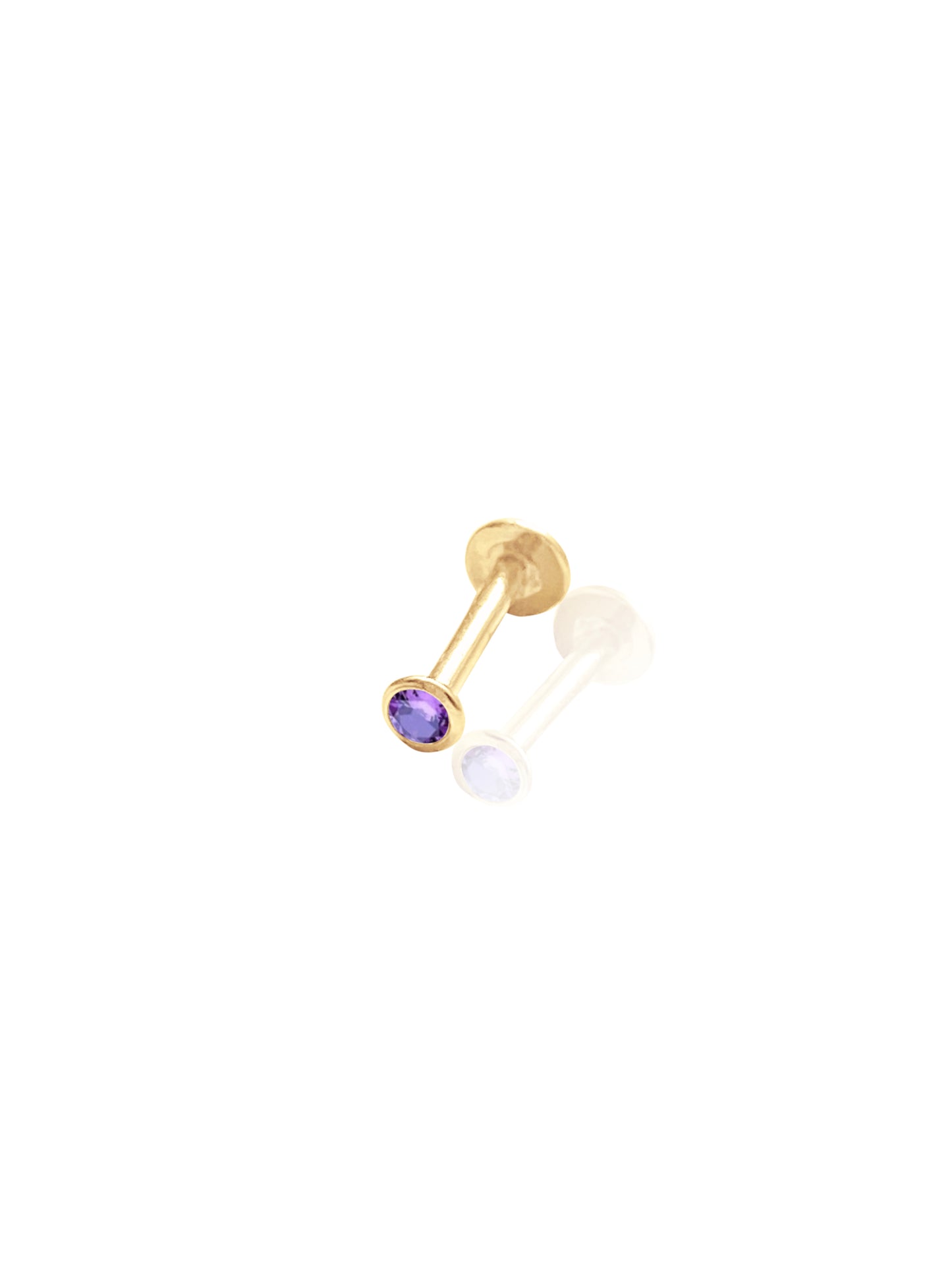 14K Gold Push Flat Back Birthstone Earring