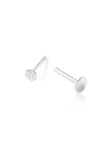 14K Gold Push Flat Back Birthstone Earring