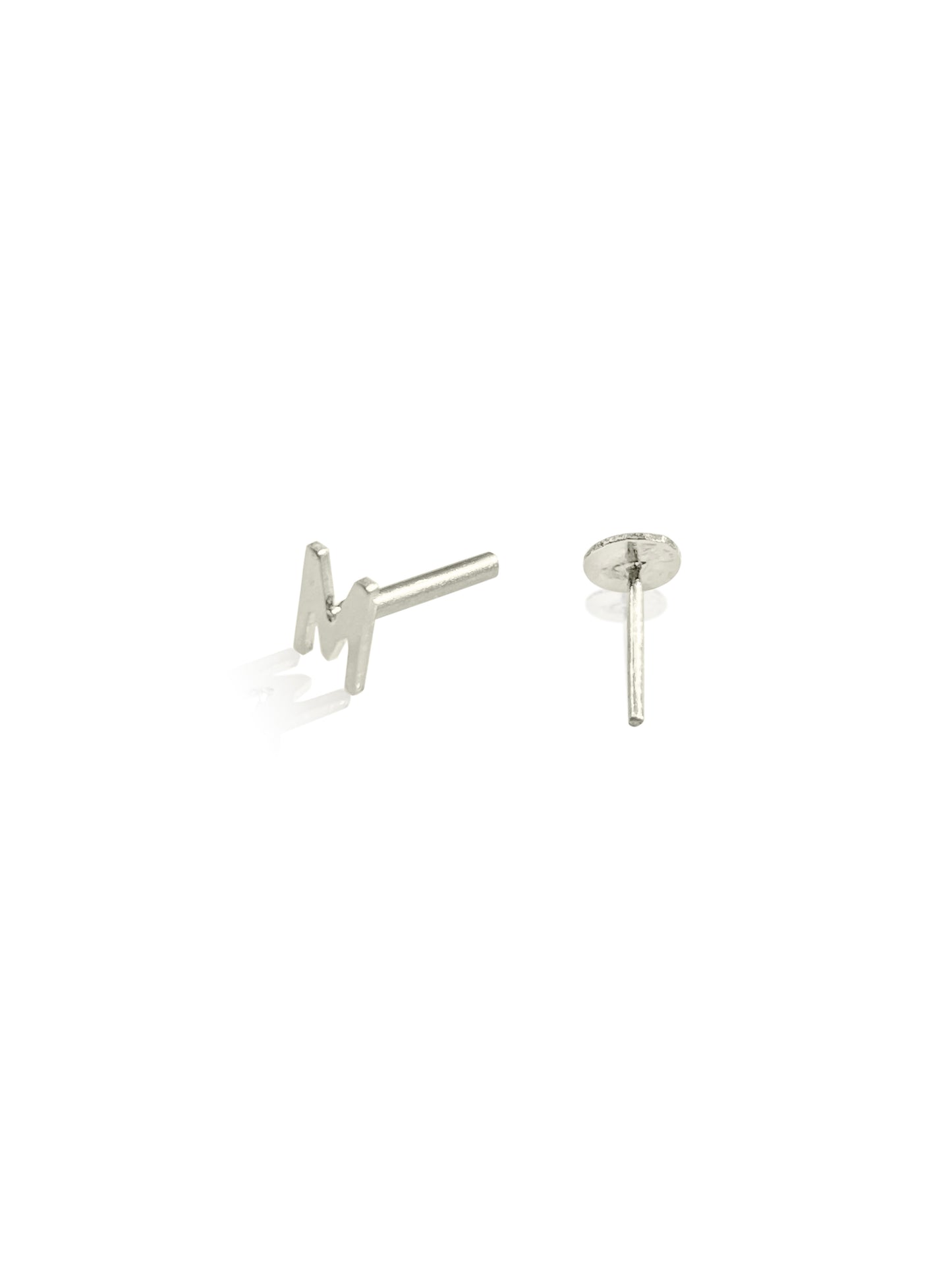 14K Gold Push Flat Back Mini Initial Earring