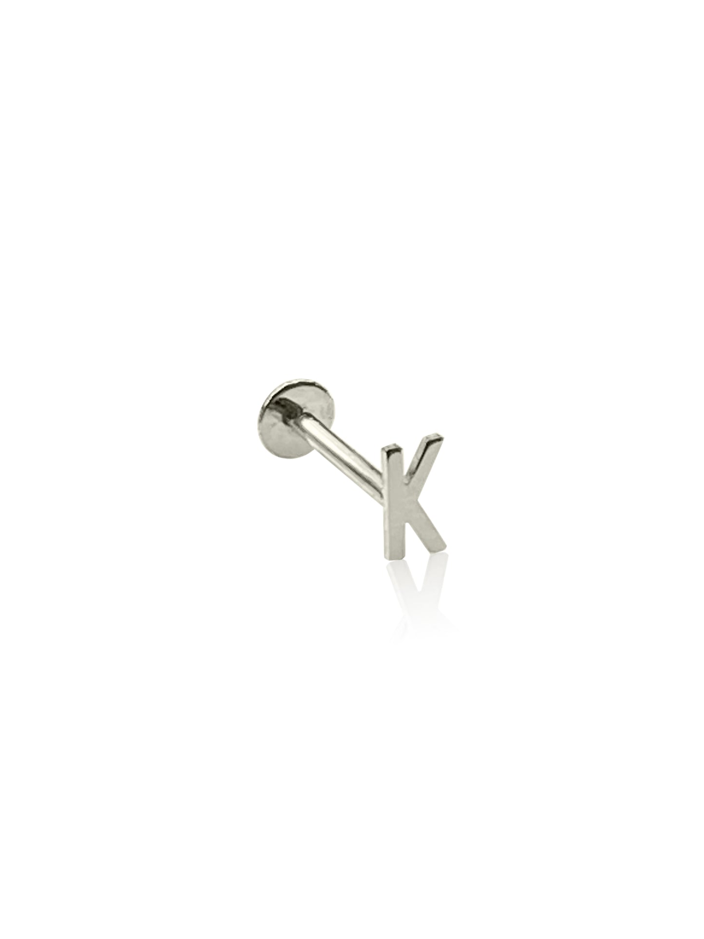 14K Gold Push Flat Back Mini Initial Earring