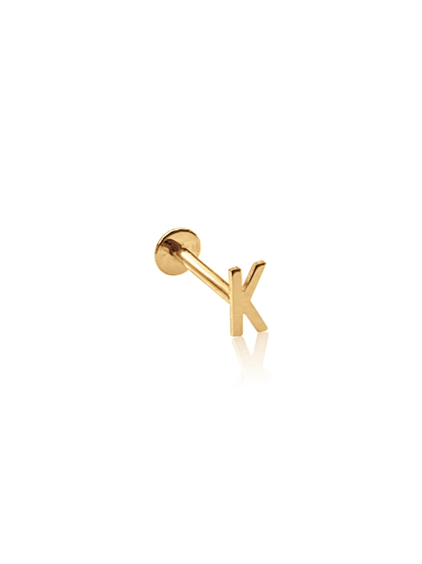 14K Gold Push Flat Back Mini Initial Earring