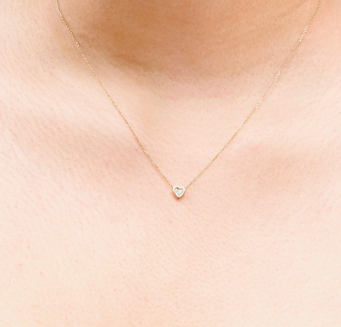 14K Heart Shaped Diamond Necklace
