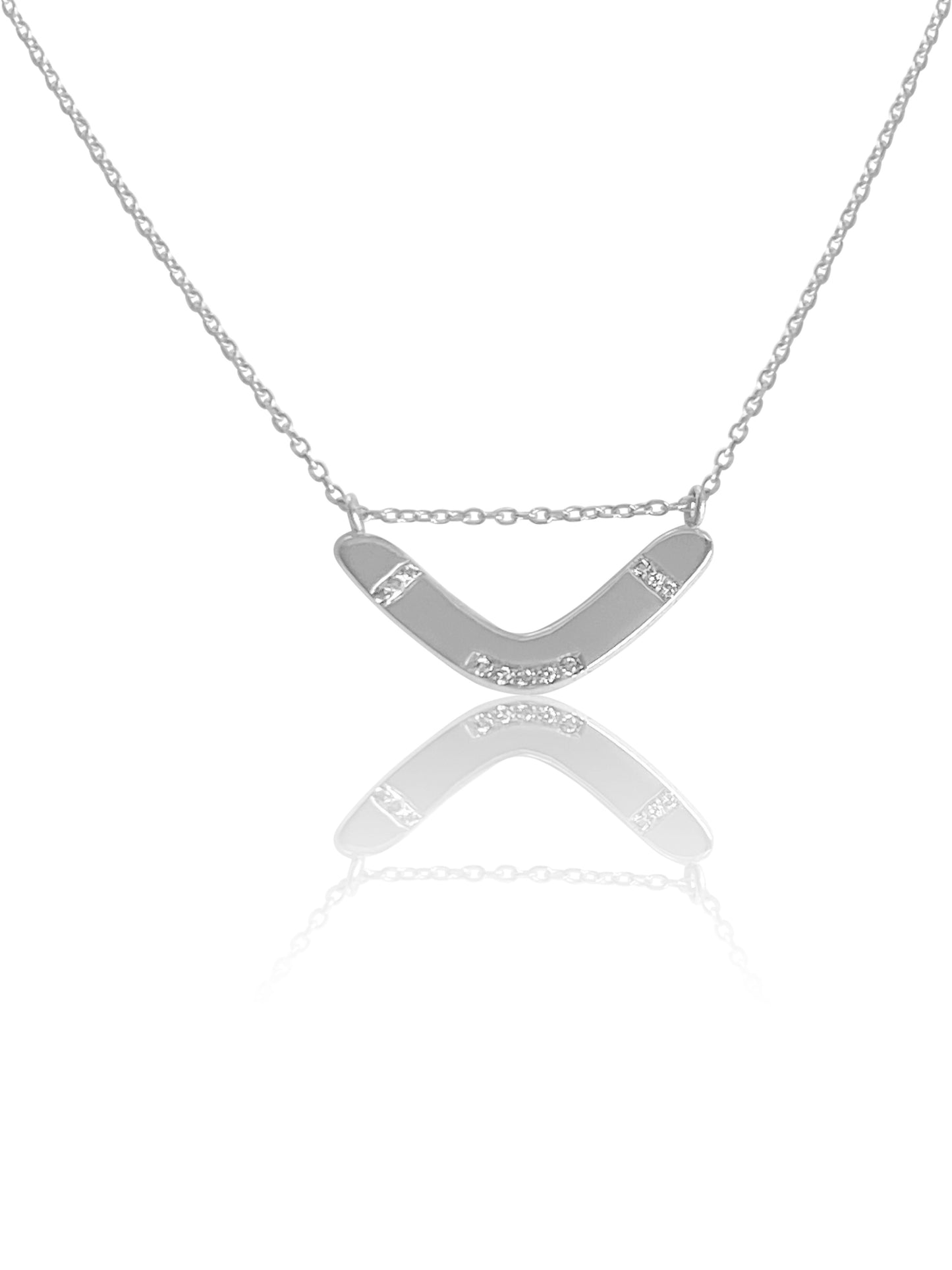 14k Diamond Boomerang Necklace