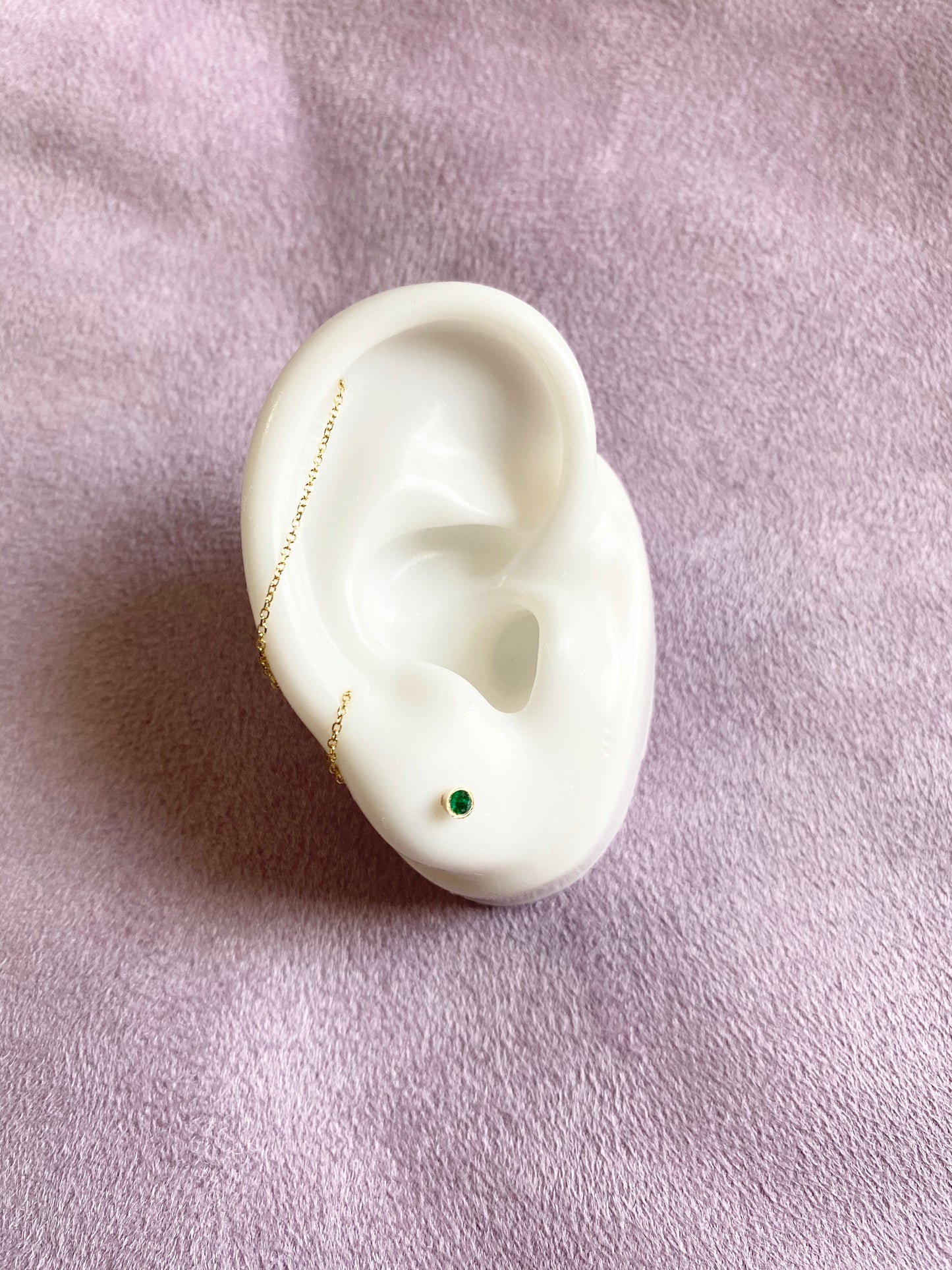 14k Gold Gemstone Thread Wrap Earring