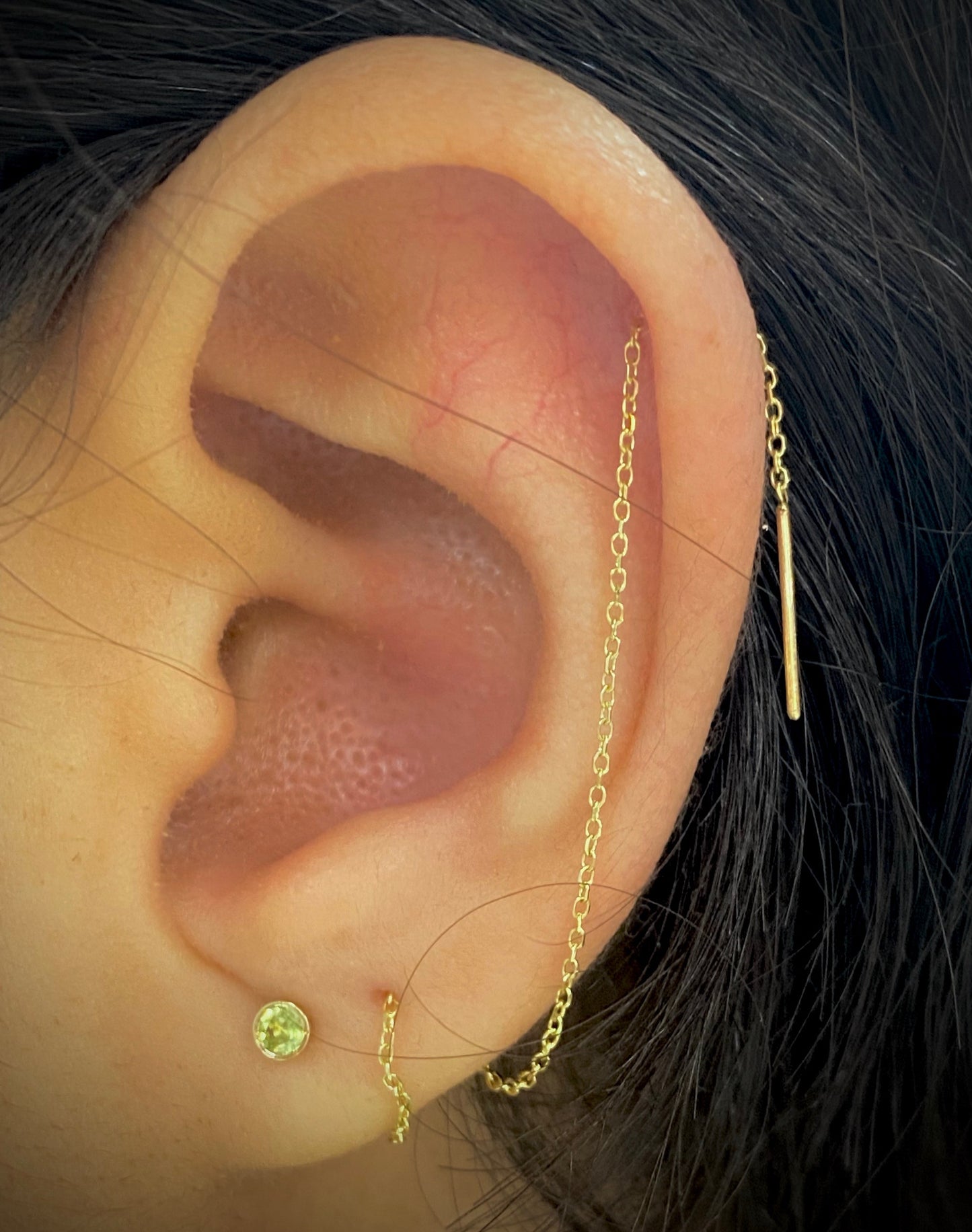14k Gold Gemstone Thread Wrap Earring