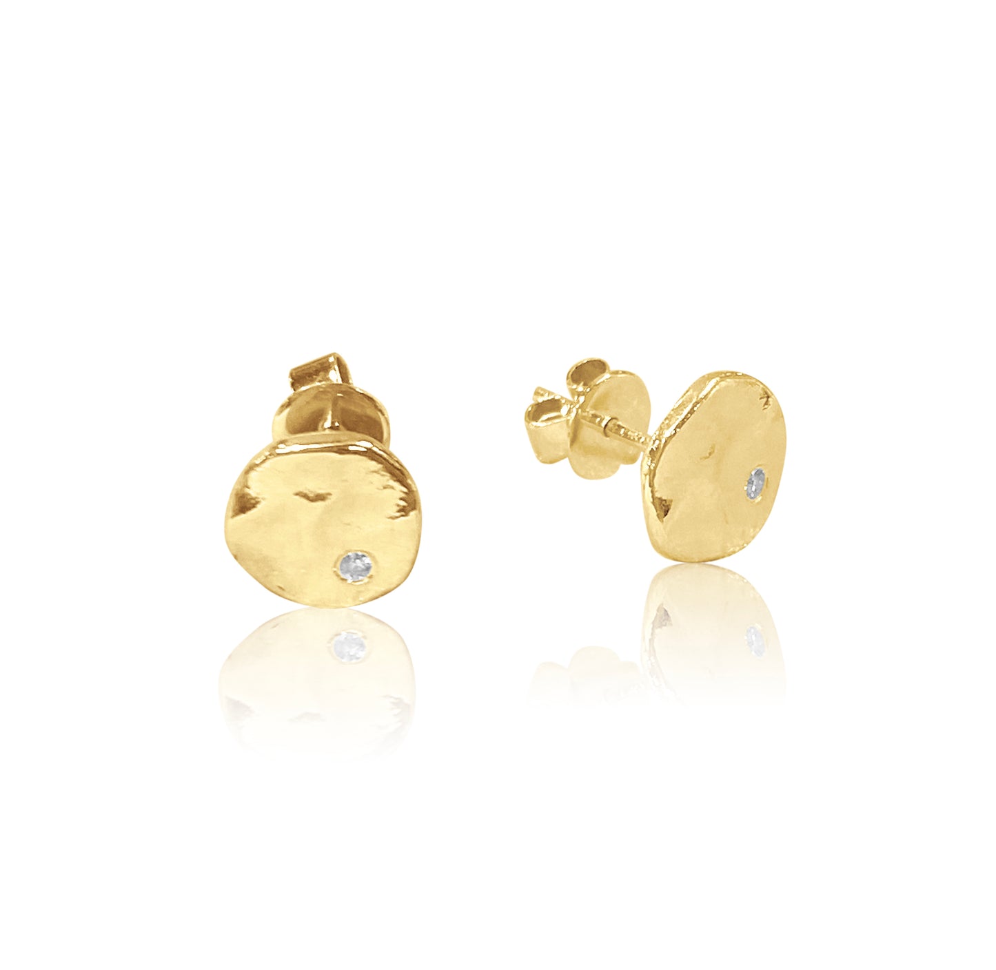 Katrina's 18k & Diamond Textured Disc Stud Earrings