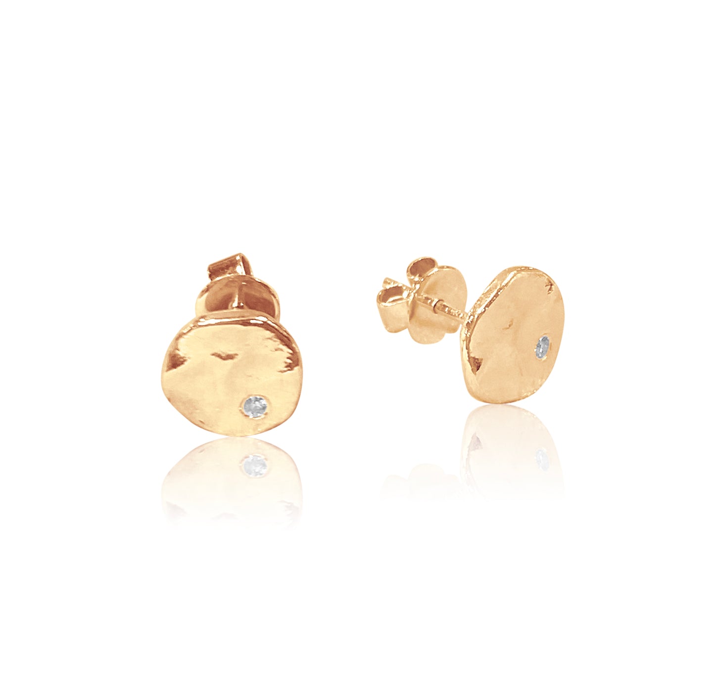 Katrina's 18k & Diamond Textured Disc Stud Earrings