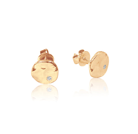 Katrina's 18k & Diamond Textured Disc Stud Earrings