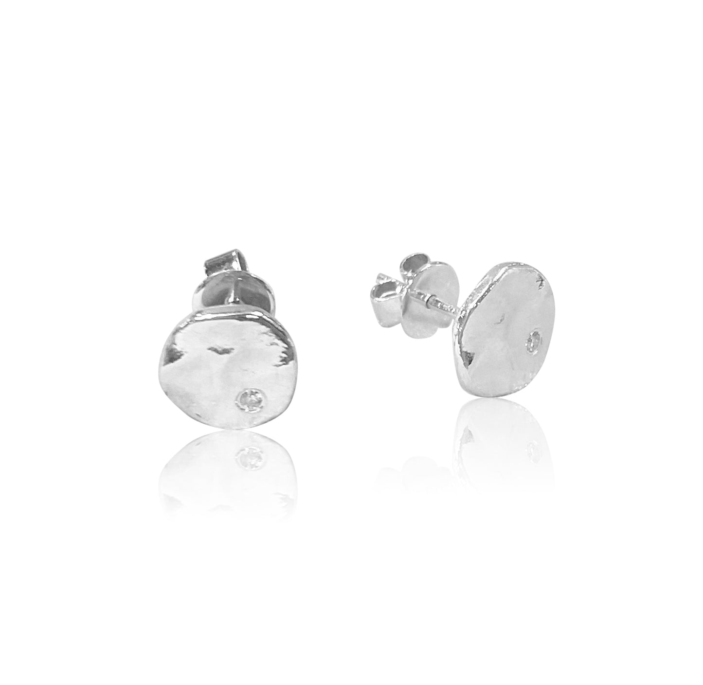 Katrina's 18k & Diamond Textured Disc Stud Earrings