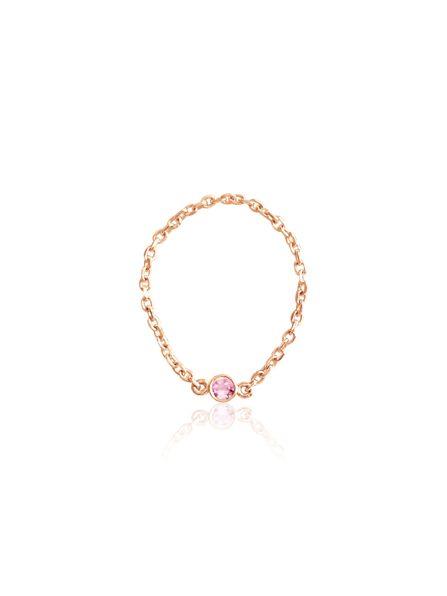 14K Gold Birthstone Soft Chain Ring