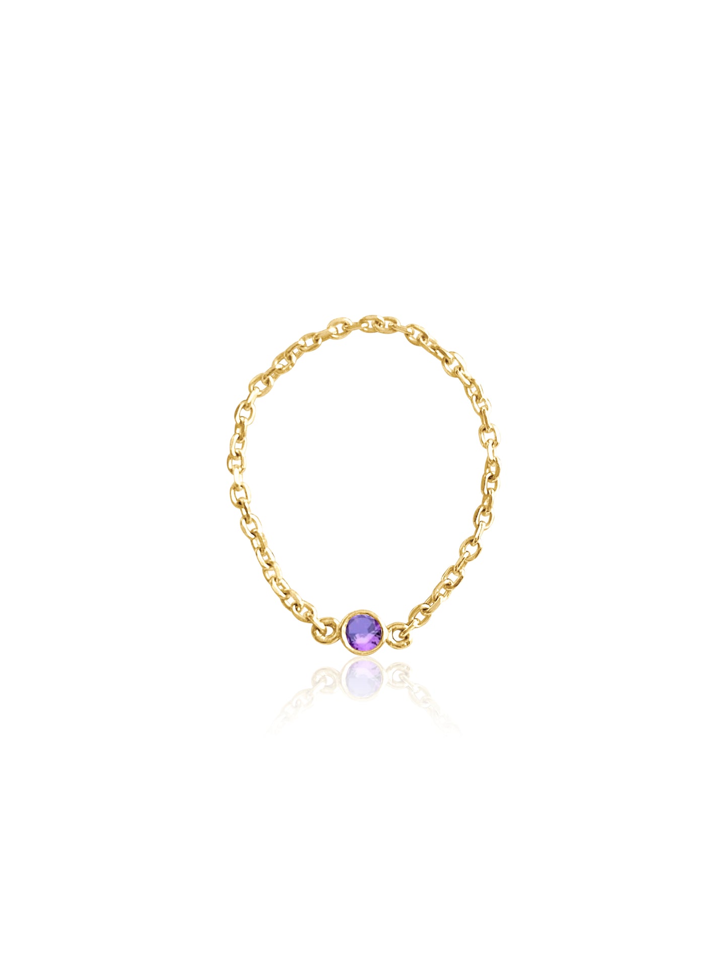 14K Gold Birthstone Soft Chain Ring