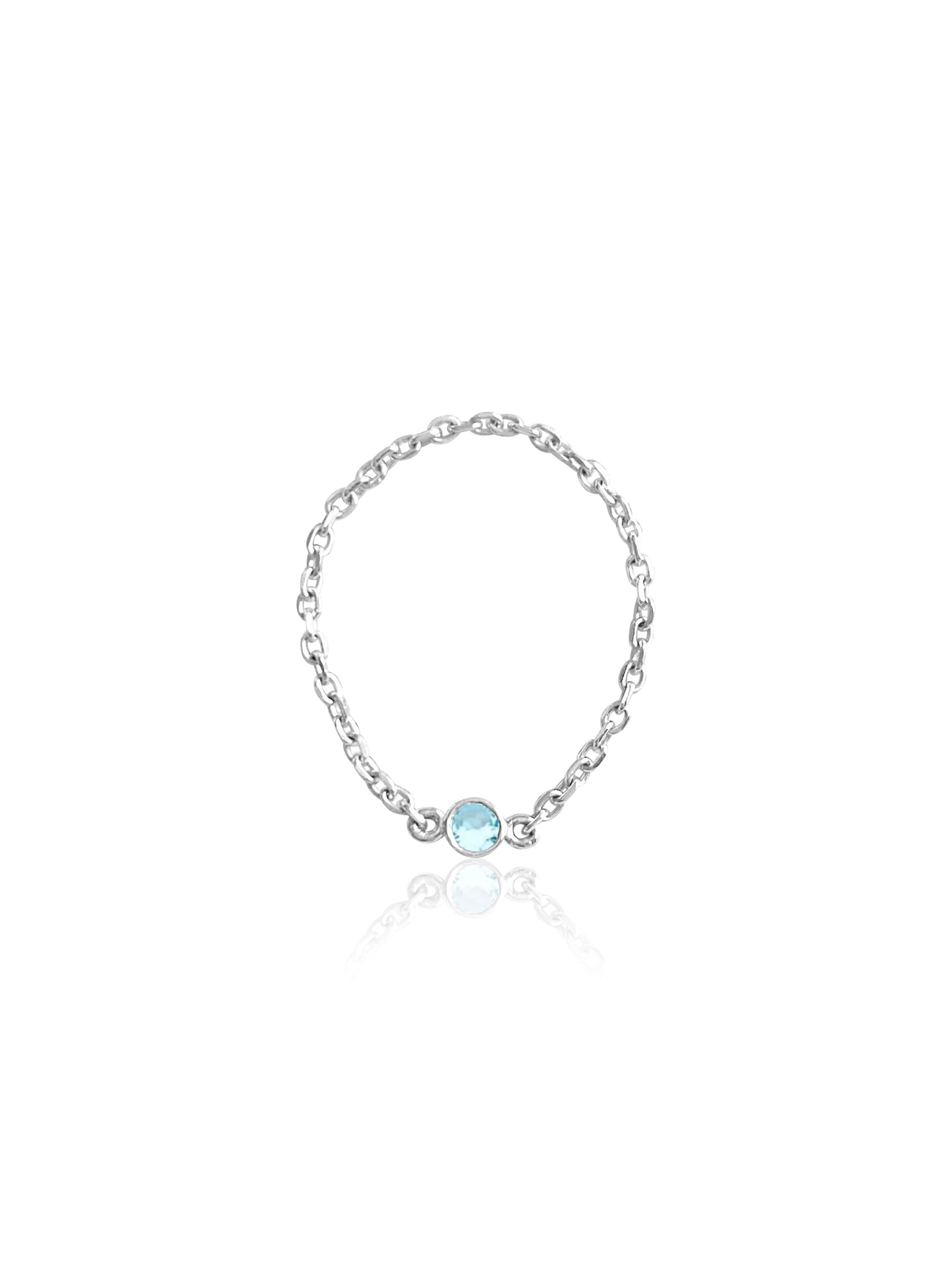14K Gold Birthstone Soft Chain Ring