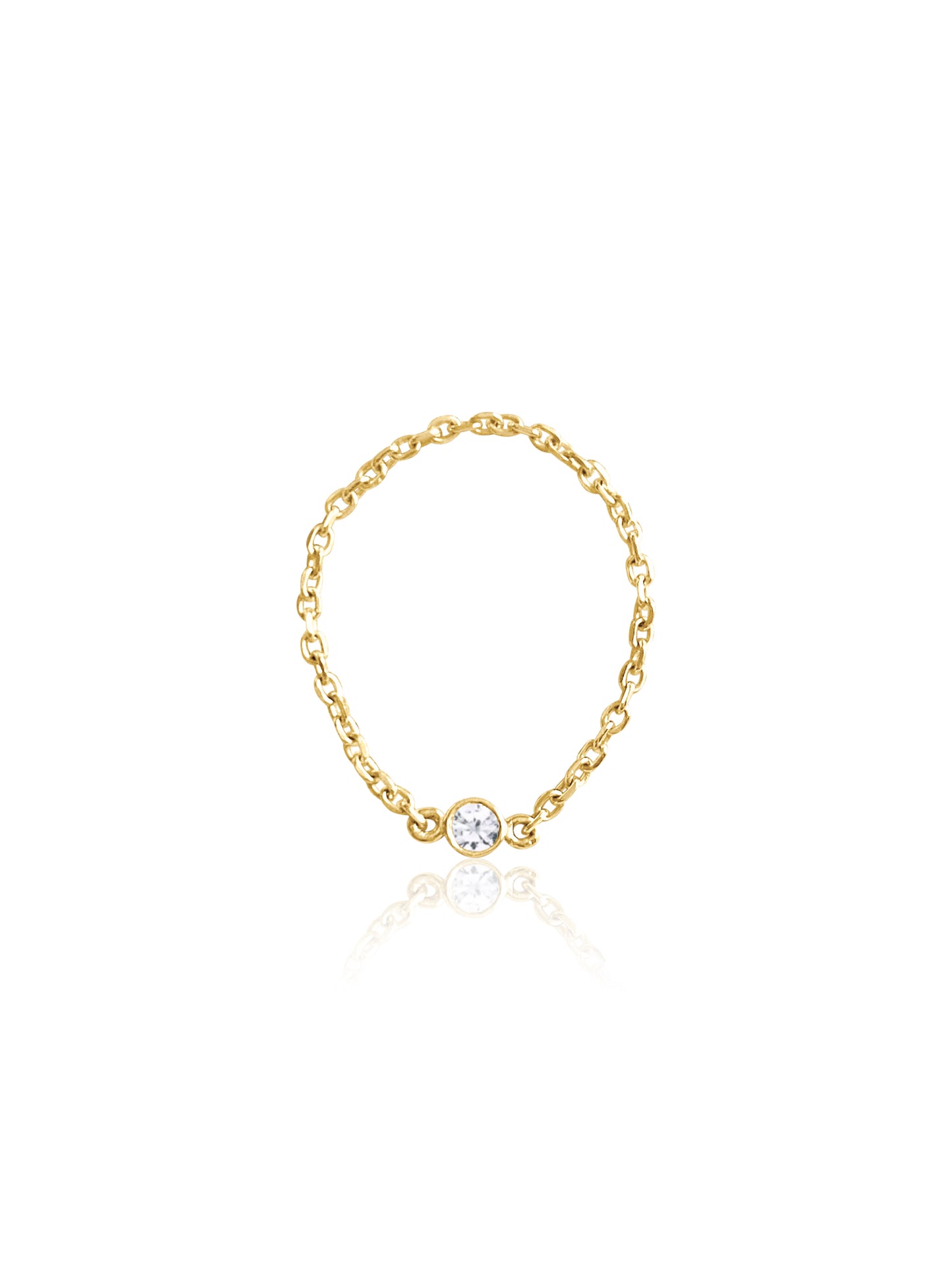 14K Gold Birthstone Soft Chain Ring