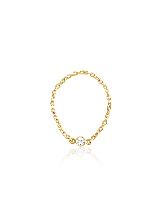 14K Gold Birthstone Soft Chain Ring