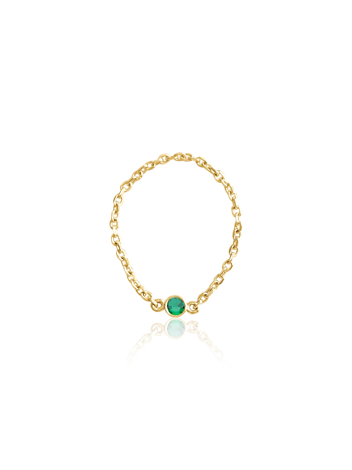 14K Gold Birthstone Soft Chain Ring