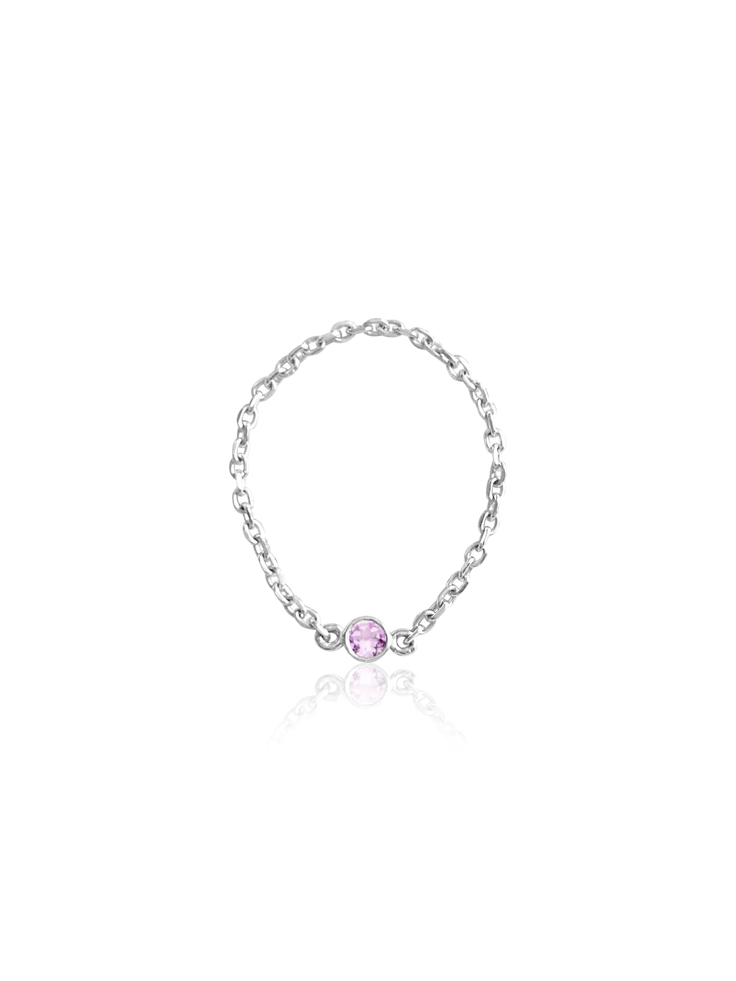 14K Gold Birthstone Soft Chain Ring