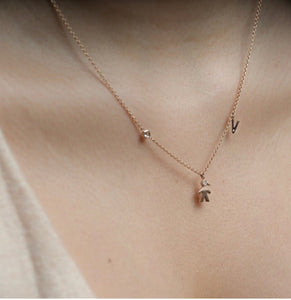 Mom 14k Diamond Initial & Gemstone Necklace