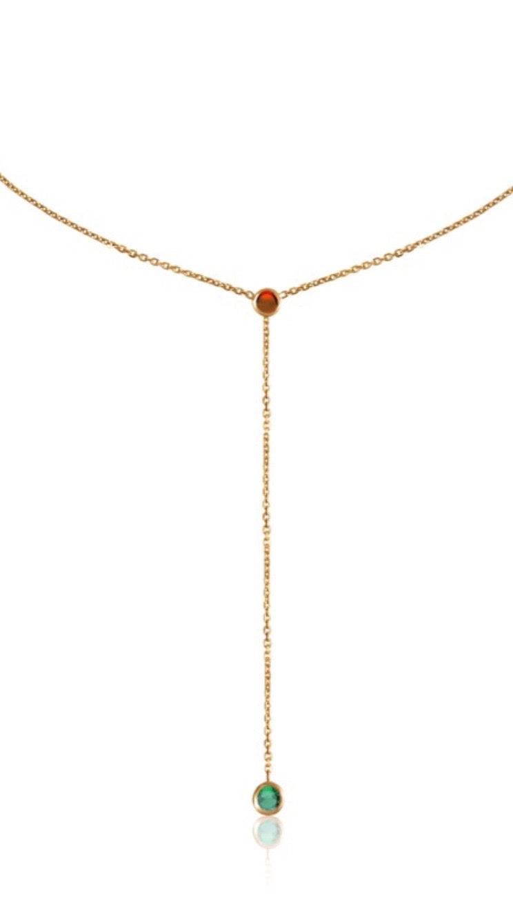 14k You & I Lariat Gemstone Necklace