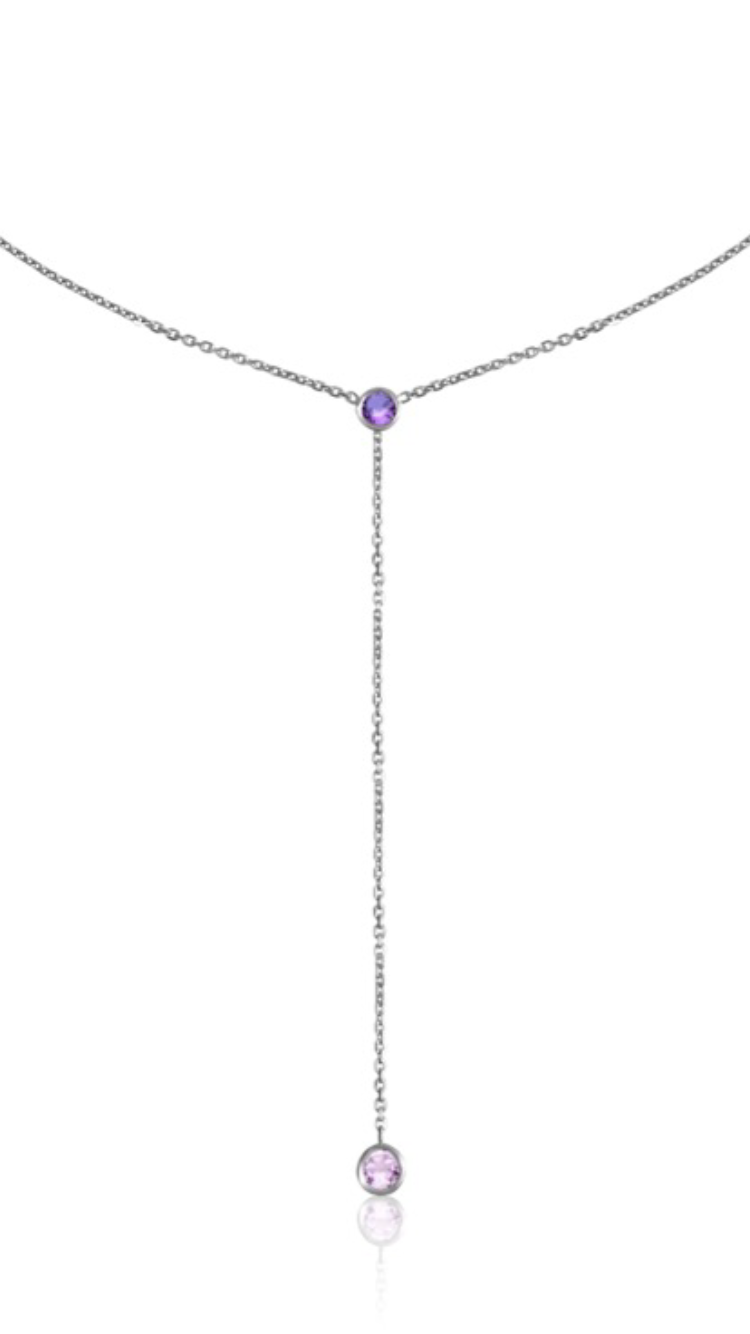14k You & I Lariat Gemstone Necklace