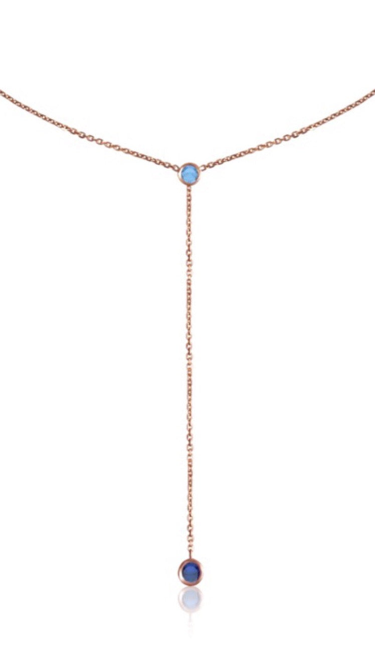 14k You & I Lariat Gemstone Necklace