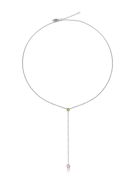 14k You & I Lariat Gemstone Necklace
