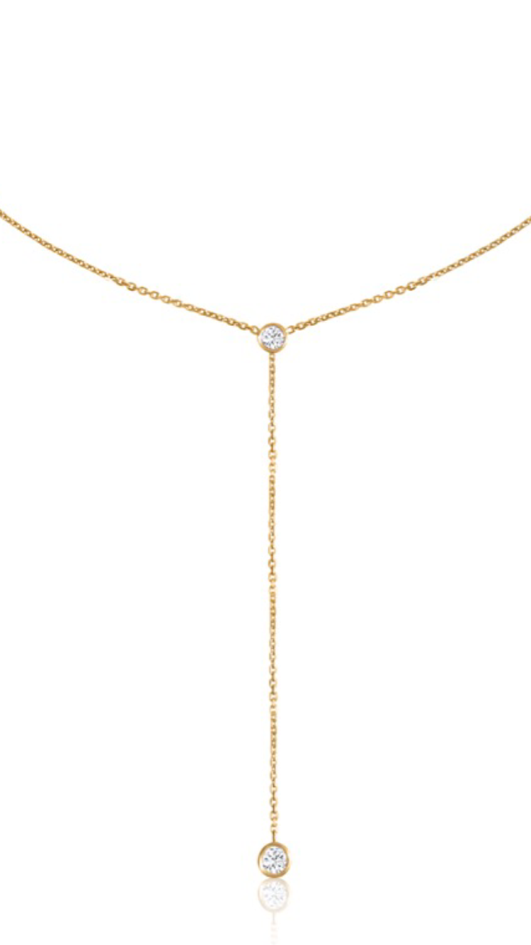 14k You & I Lariat Gemstone Necklace