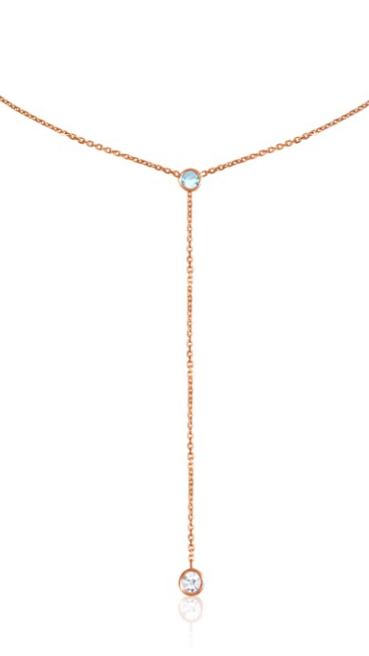 14k You & I Lariat Gemstone Necklace
